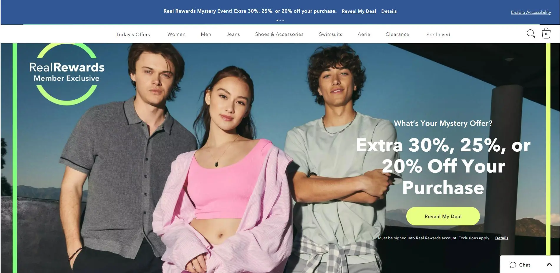 American Eagle home page