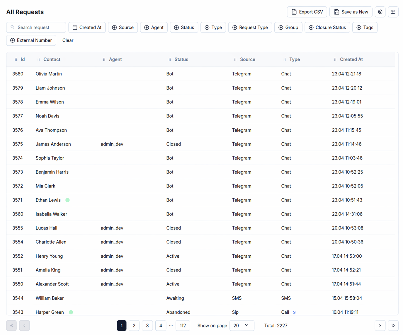 CRM interface