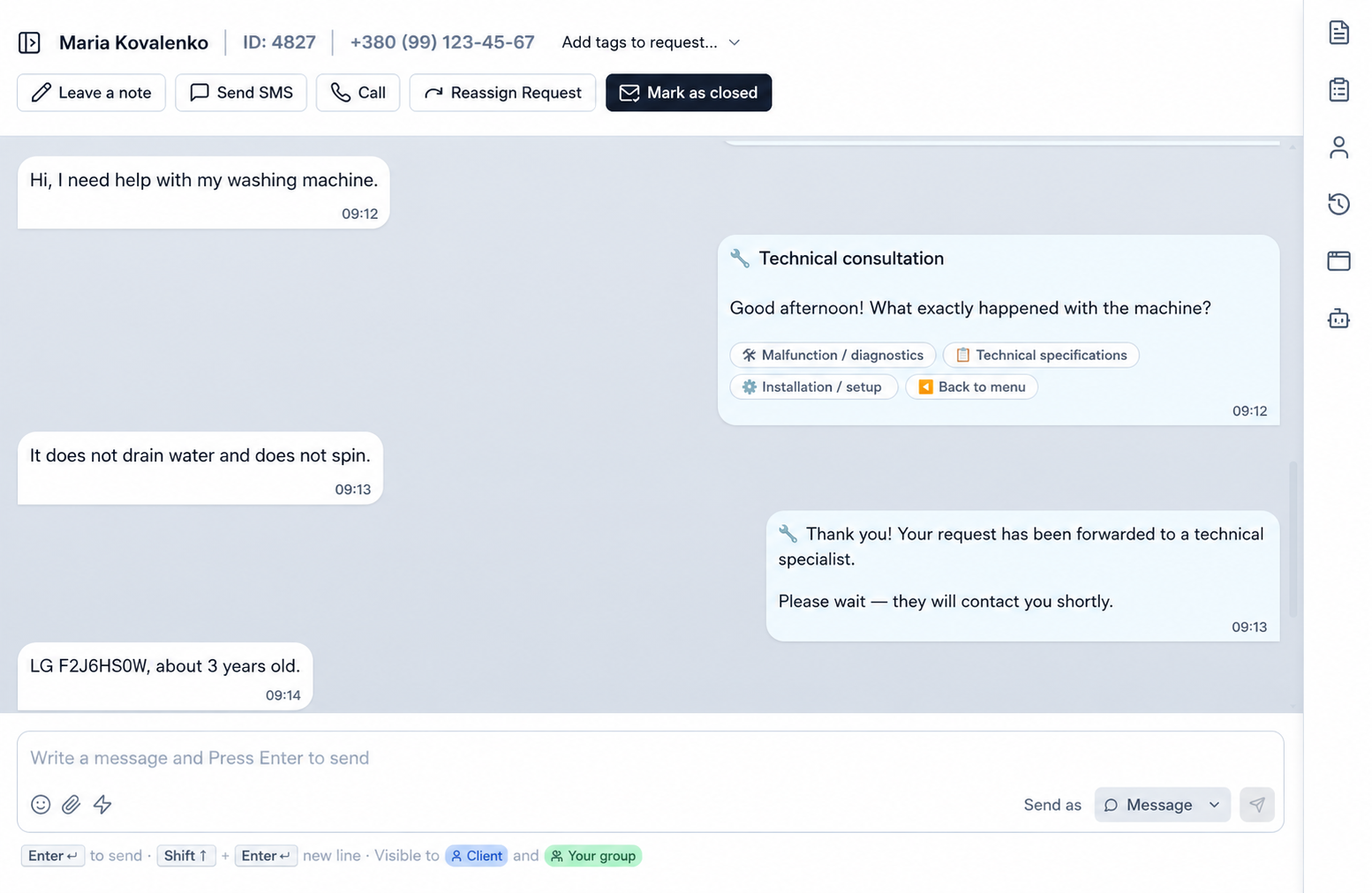 Helpdesk interface