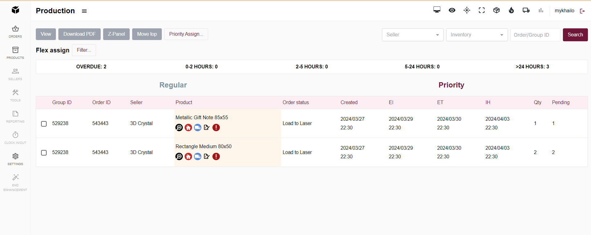 3D Crystal New Production Page