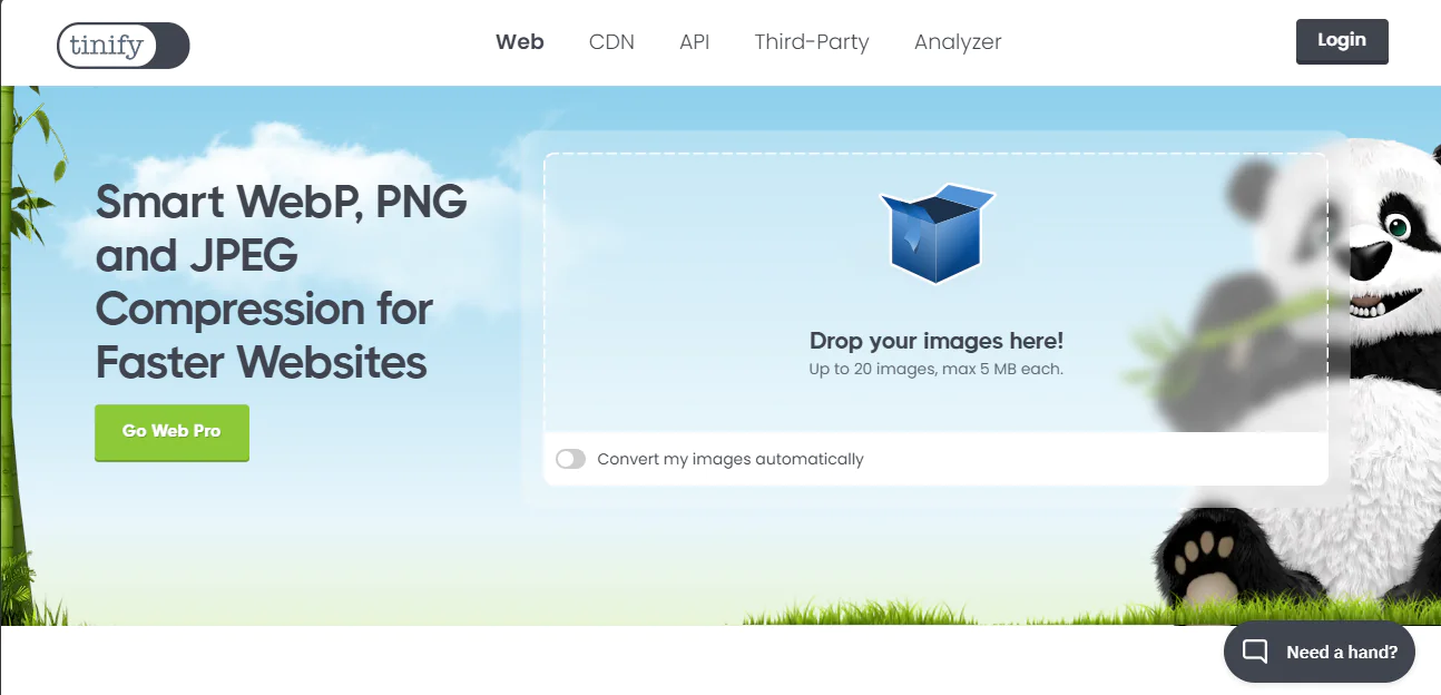 Screenshot of the TinyPNG website homepage