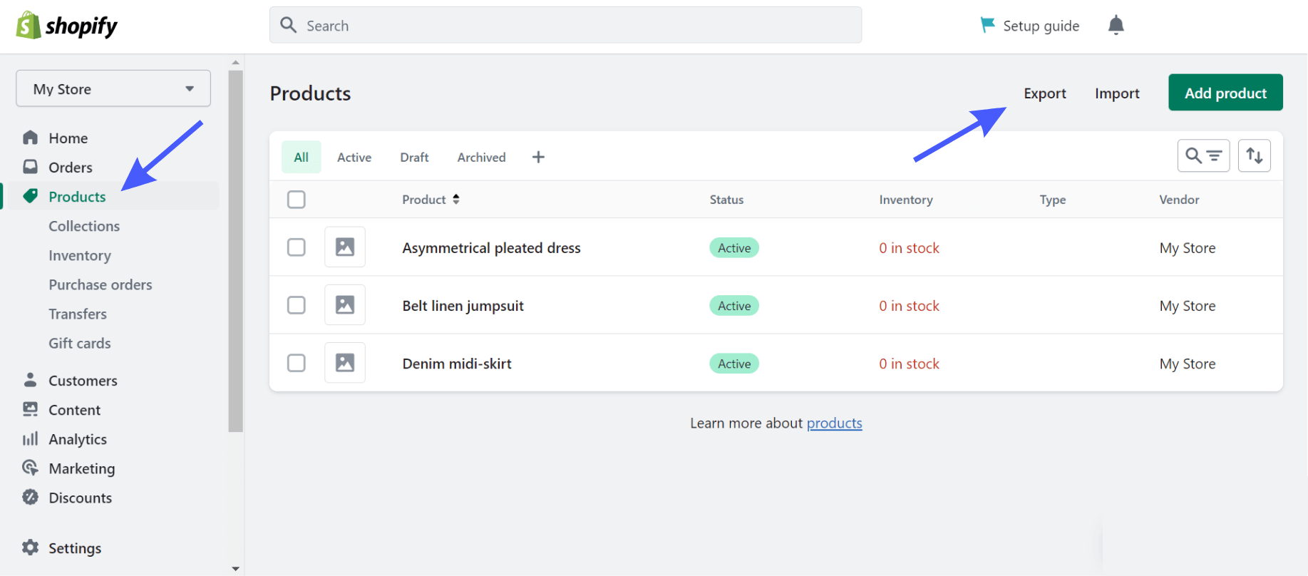 Prepare and export your data before Shopify migration